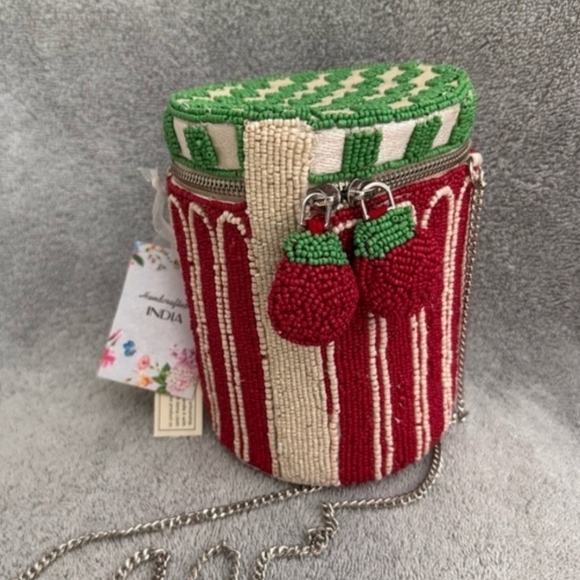 Handcrafted Beaded Raspberry Jam Bag - Picture 2 of 4